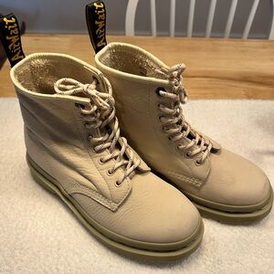 Dr. Martens Cream Lace-Up Boots